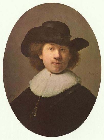 REMBRANDT Harmenszoon van Rijn Self-portrait with wide-awake hat France oil painting art